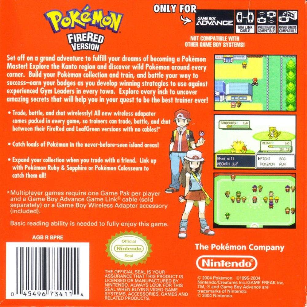 Pokemon FireRed Version - Classic GBA Game for Nintendo Fans | Adventure & Battle Gameplay for Kids & Adults