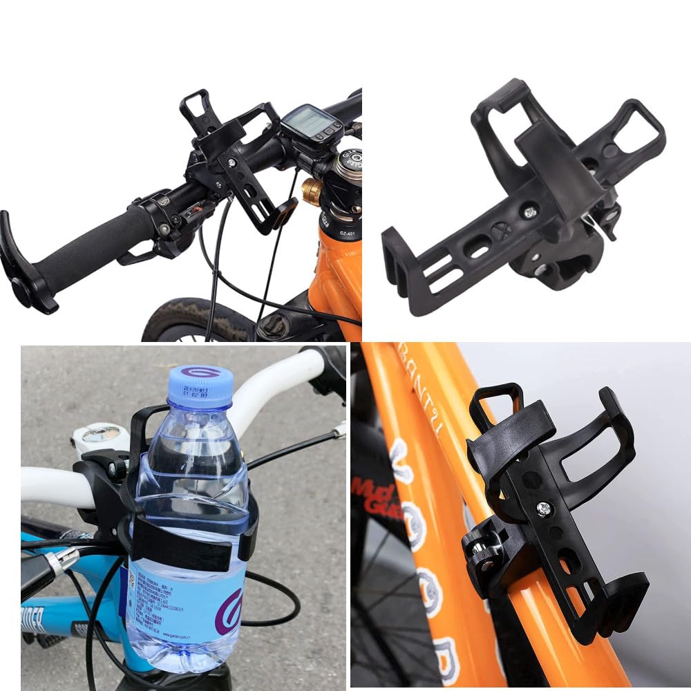 360° Adjustable Bicycle Water Bottle Cage Holder - Universal Bike Drink Holder for Cycling, Strollers & Walkers (Black) | Stay Hydrated During Rides, Jogging & Outdoor Activities