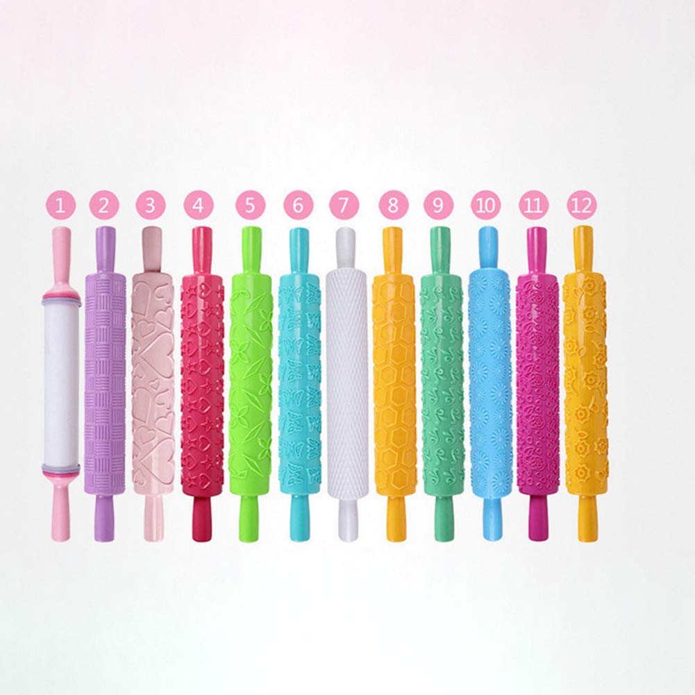 Newooh Embossed Rolling Pin for Cake Decorating - Non-Stick Textured Design for Fondant, Pie Crust, Cookies & Pastry - Perfect for Baking, Icing, Clay & Dough - Ideal for Home Bakers & DIY Craft Projects