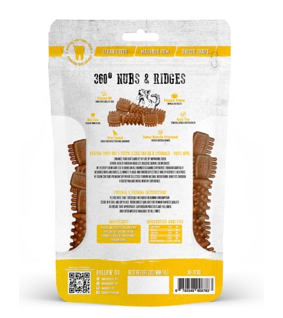 Absolute Holistic Petite Dental Dog Chews - Pumpkin Flavor | Natural Teeth Cleaning Treats for Small Dogs | Perfect for Training, Teething & Oral Health Care