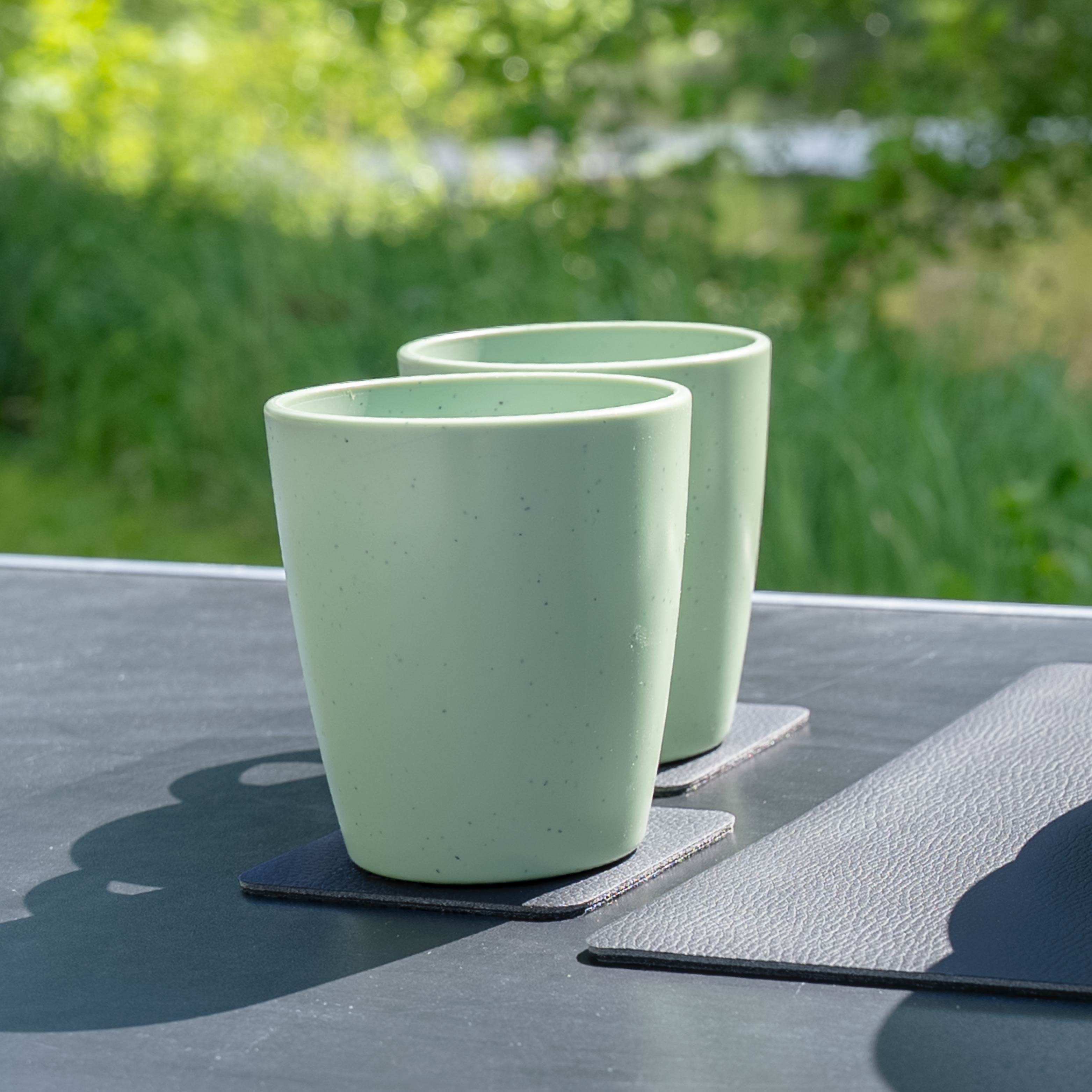 Durable Plastic Cups with Magnet Base - Dolomite Green Color for Home, Office, and Outdoor Use