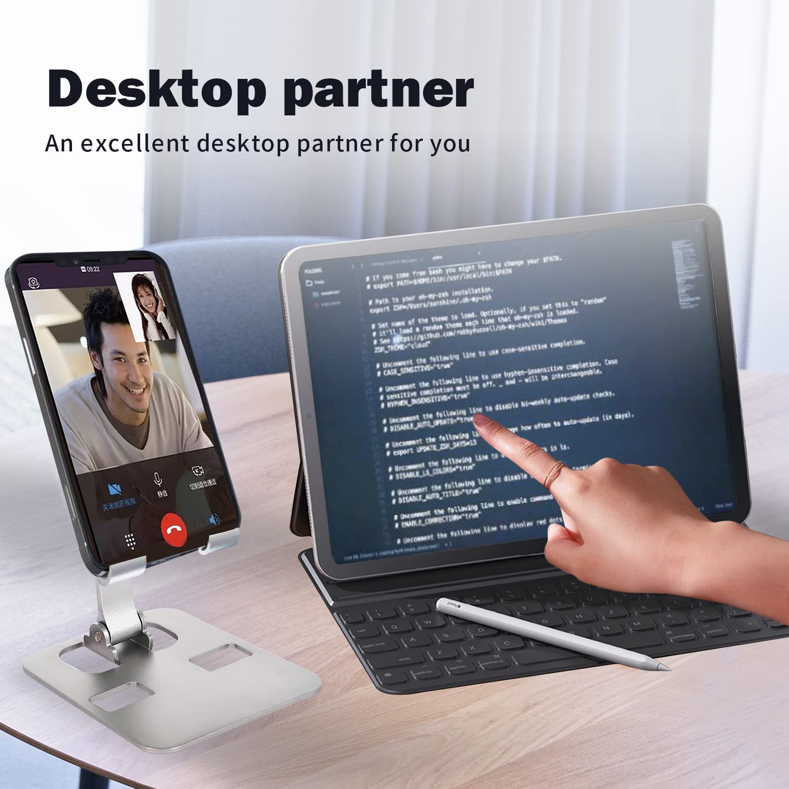 Adjustable Phone Stand for Desk - Foldable Holder for iPhone & Tablets (4-10