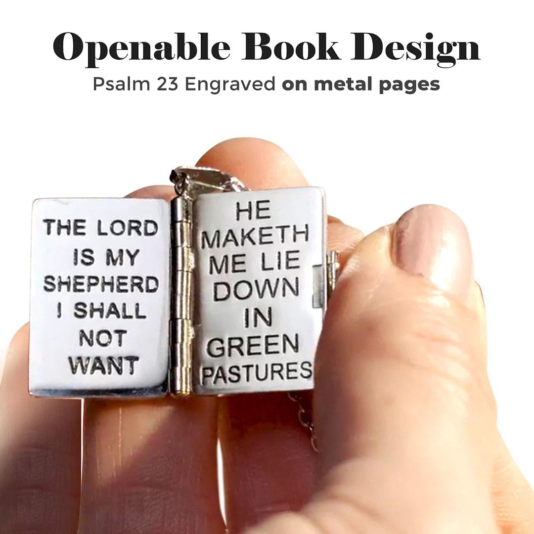925 Sterling Silver Bible Pendant Necklace - Religious Gift for Men & Women - Perfect for Christian Gifting