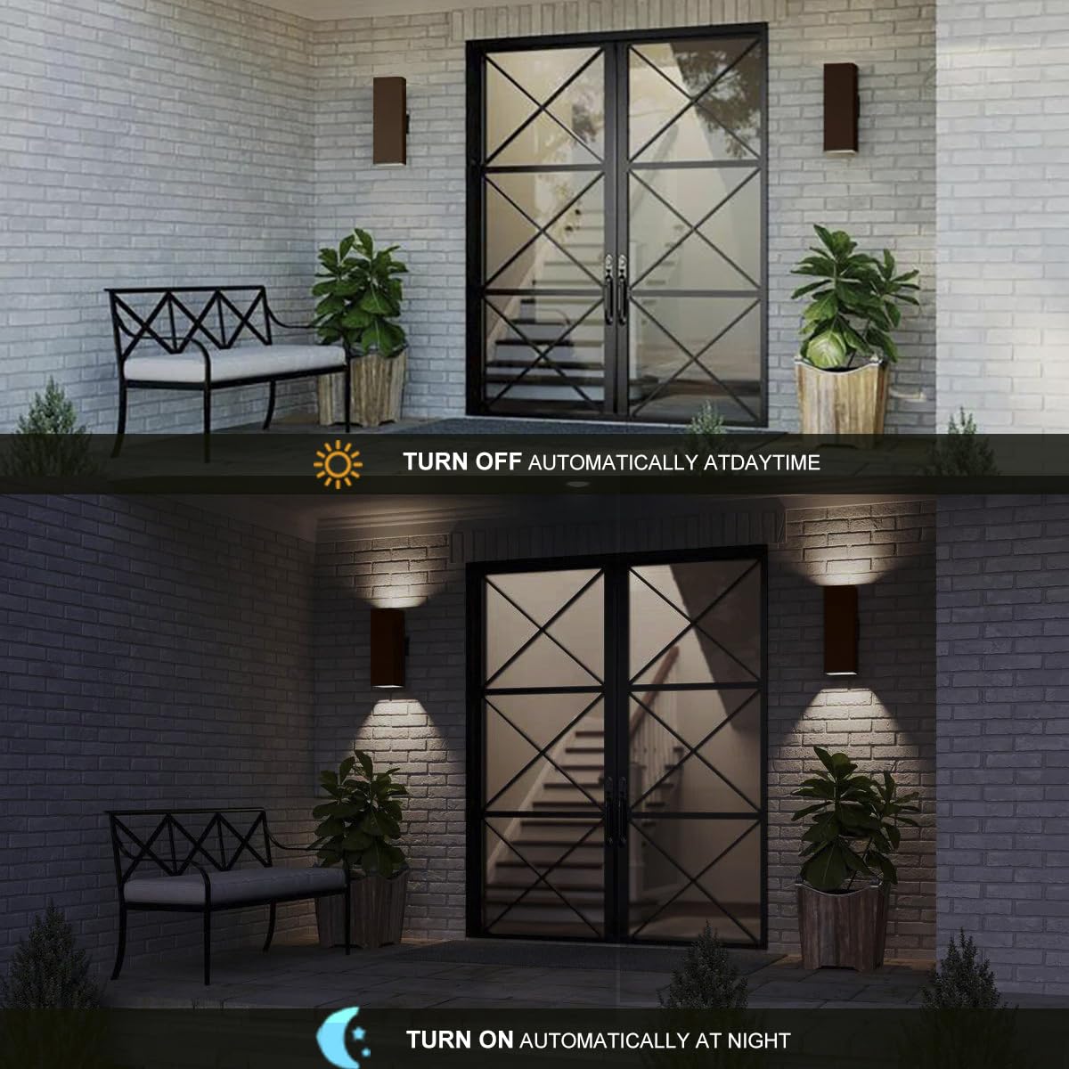 Outdoor Wall Lights with Dusk to Dawn Photocell Sensor - Waterproof Square Up Down LED Wall Mount Light Fixture for Porch, Front Door, Garage (13