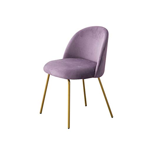Stylish Metal Legs Living Room Chairs - Purple Dining Chairs for Home, Cafe, Restaurant & Nail Salon | Modern Makeup & Dessert Shop Furniture