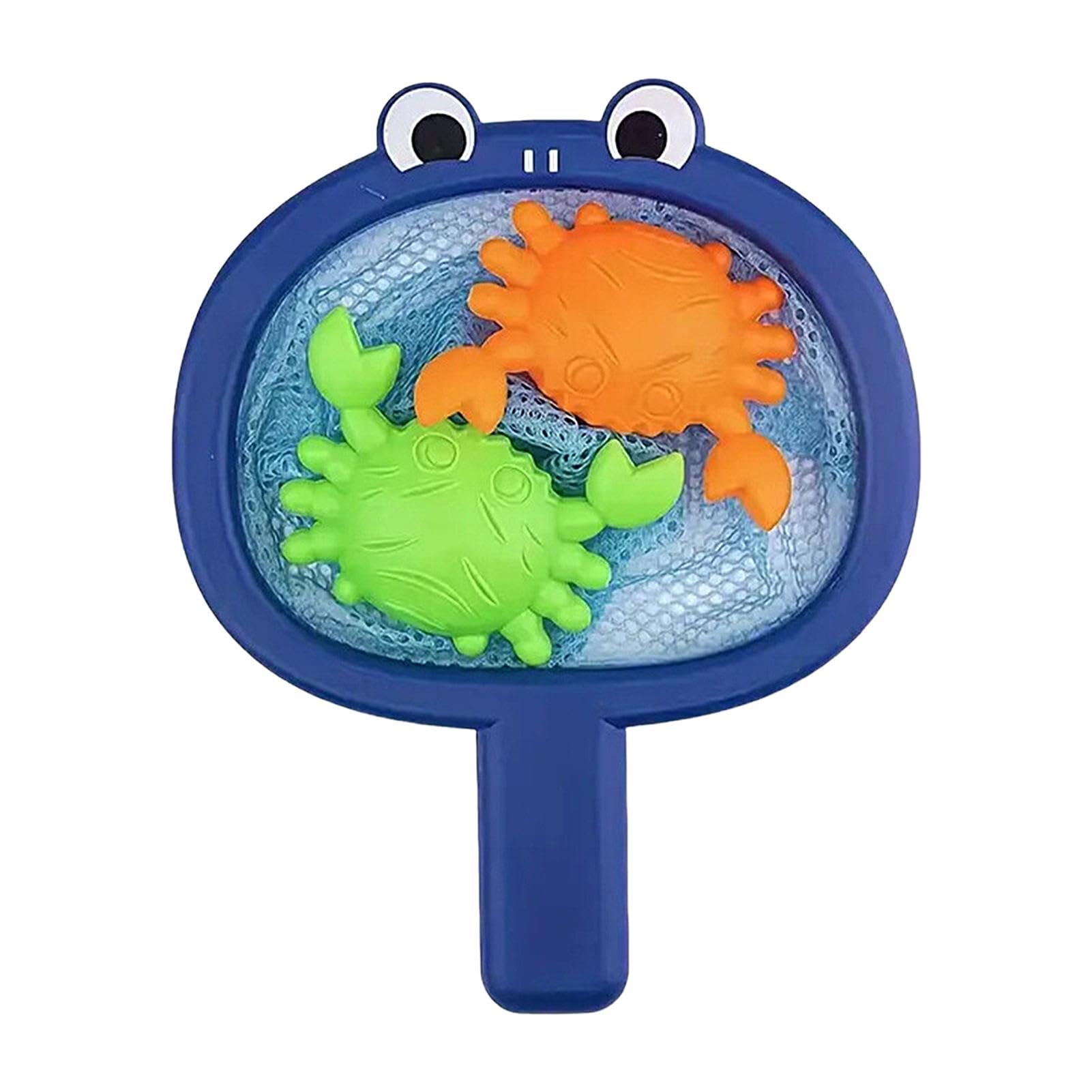 Cartoon Crab Duck Fishing Bath Toy with Net - Interactive Bathtub Fishing Game for Kids - Floating Water Toy for Bath Time Fun & Learning