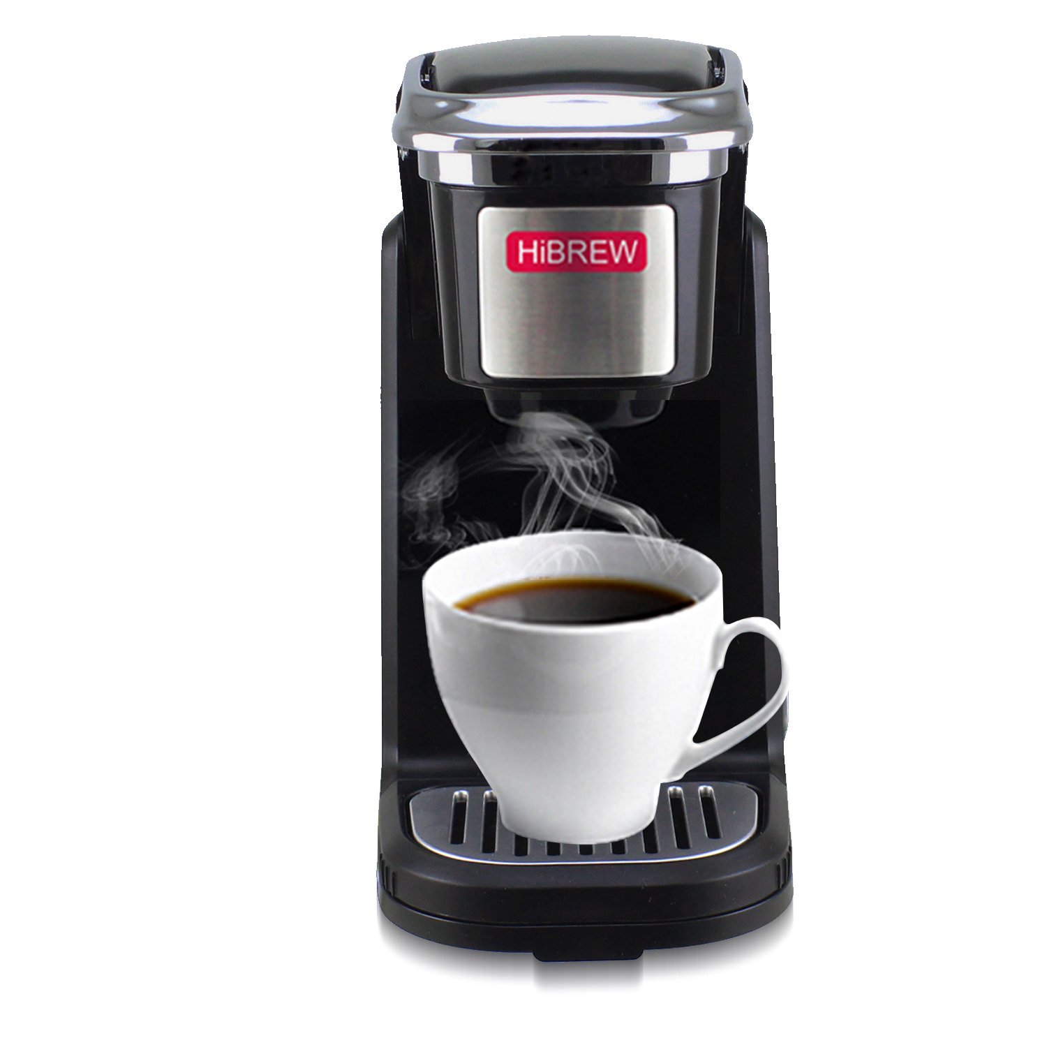 HiBREW Compact Portable Single Serve Coffee Maker - Black Travel Size for Office, Camping, Hotel & Dorm - Perfect for Home, Work & Outdoor Adventures