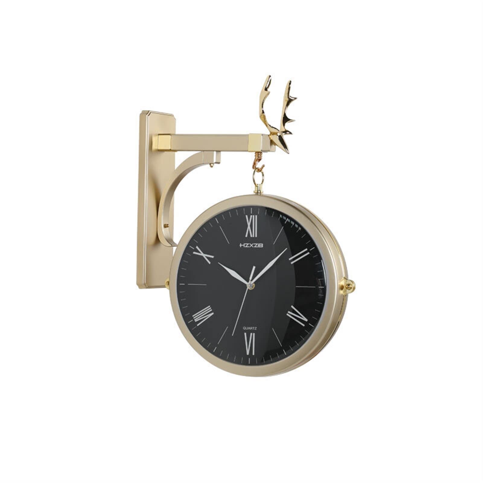 Vintage Double Sided Wall Clock - Silent Metal Frame for Home & Office Decor