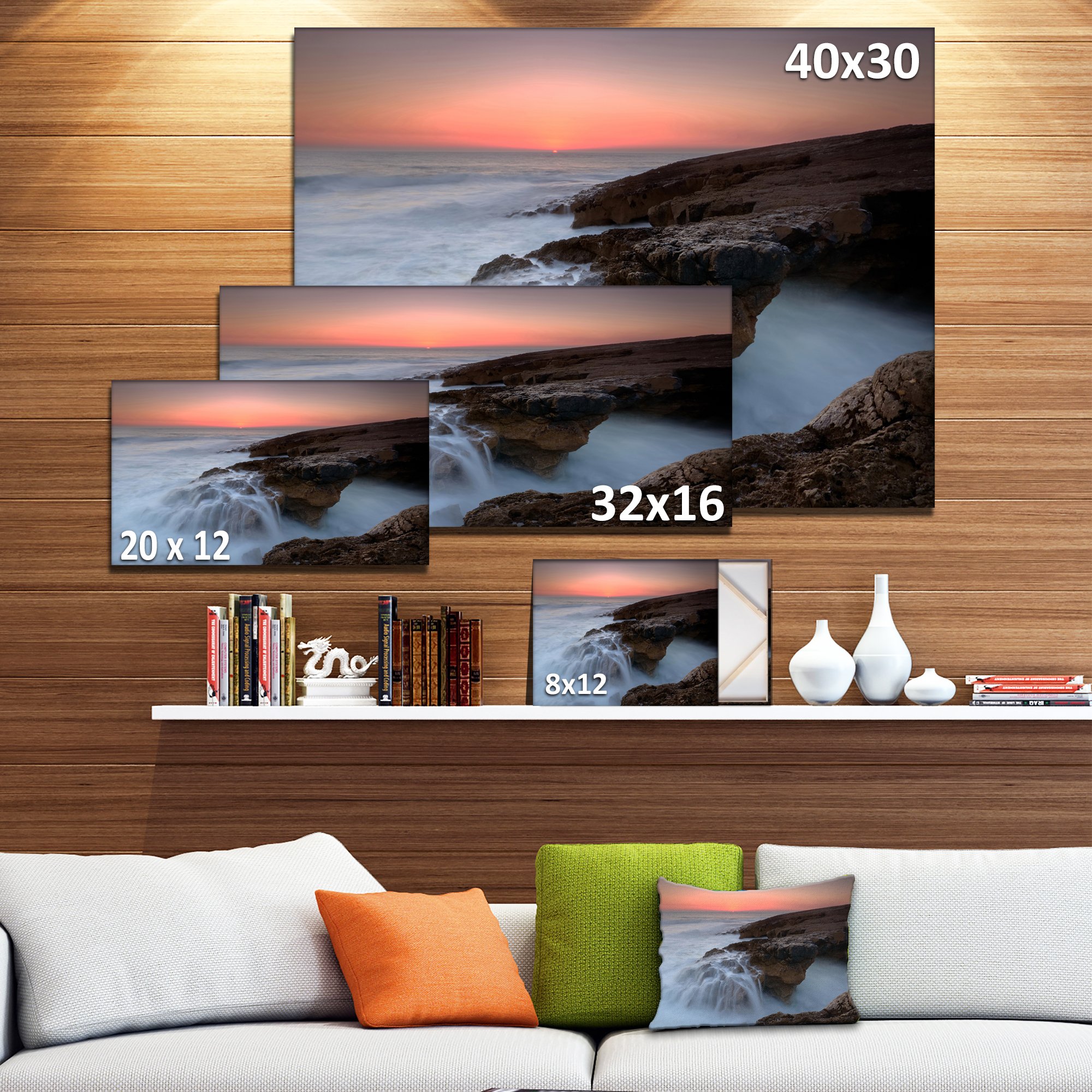 Designart PT10681-32-16 White Waters at The Bridge of Hell - Contemporary Seascape Art Canvas Print 32x16 Inches - Modern Ocean Wall Decor for Living Room, Bedroom & Office