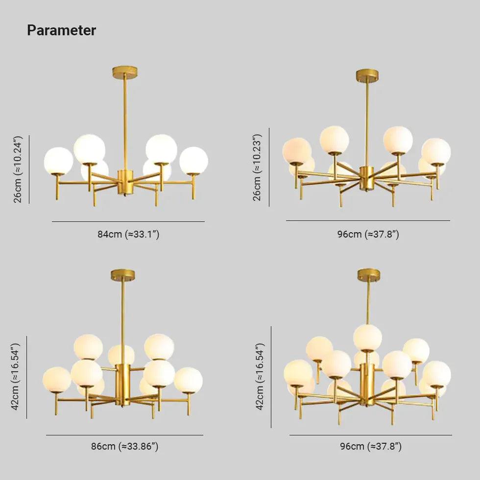 Modern Spherical Glass Multi-Light Chandelier - Elegant Lighting for Living Room, Dining Room, and Bedroom Decor