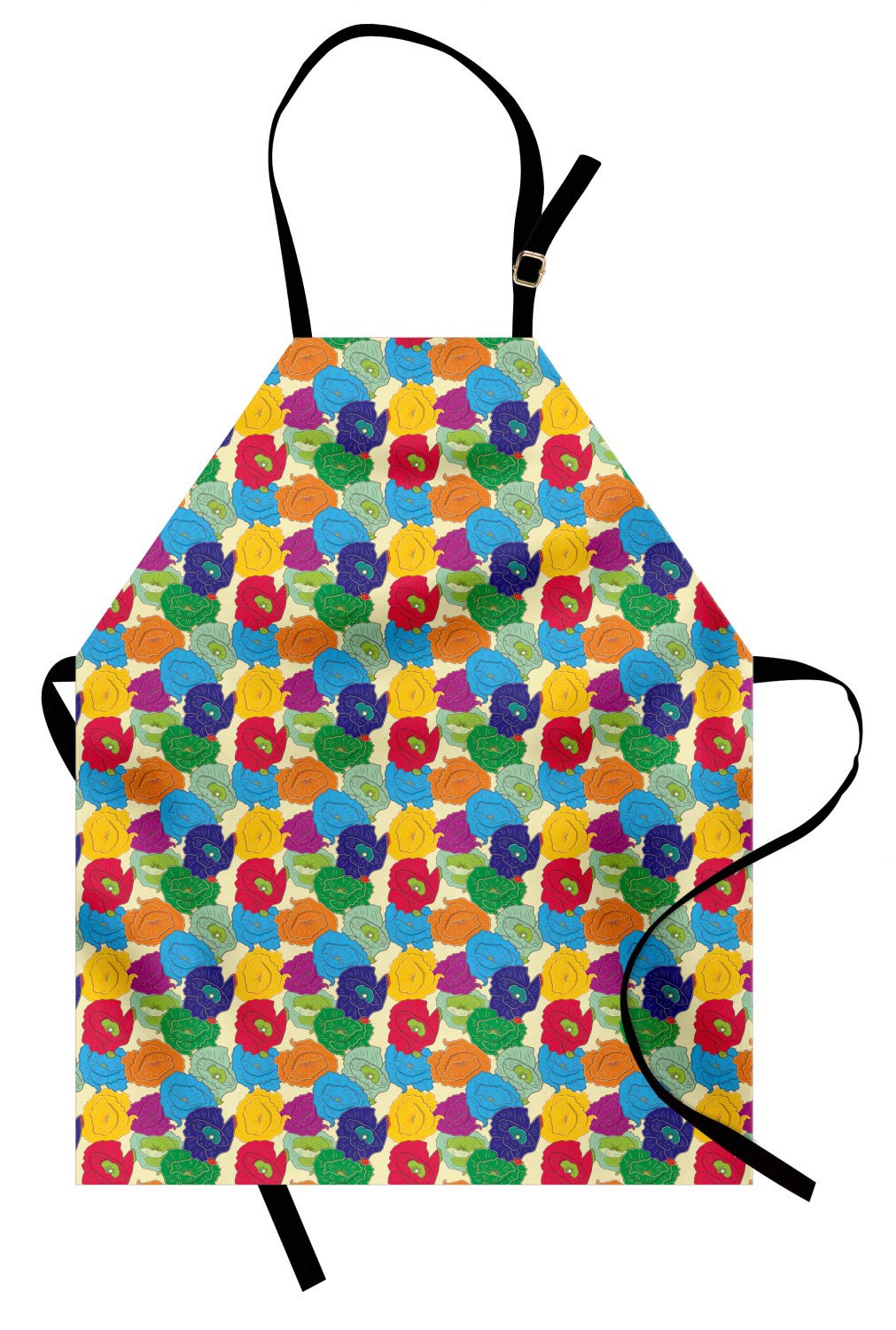 Ambesonne Floral Apron - Adjustable Unisex Kitchen Bib for Cooking & Gardening