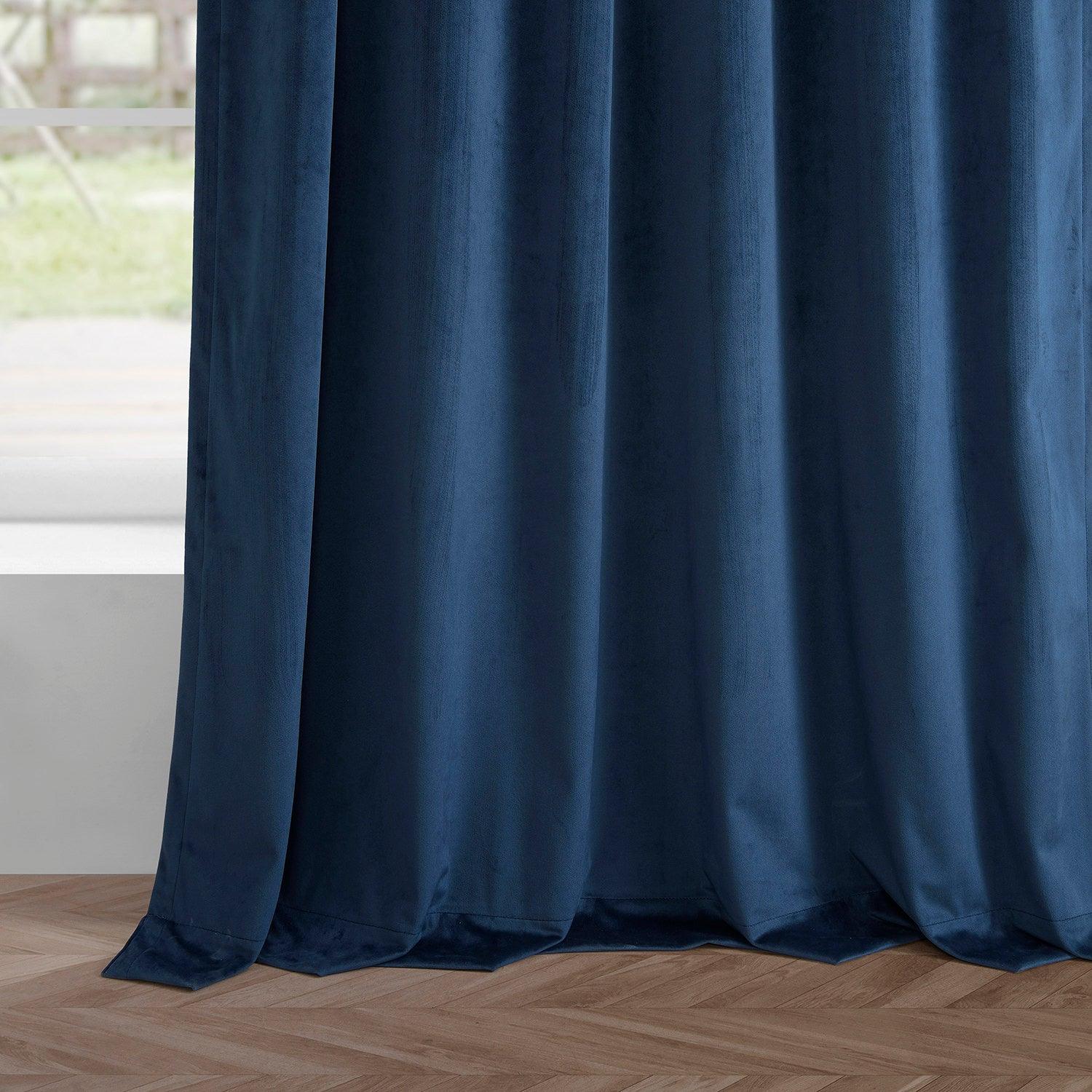 Deep Cobalt Blue Blackout Curtains - 2 Panels Set for Bedroom & Living Room - Soft Velvet Fabric for Light Blocking & Noise Reduction - Perfect for Home Theater, Nursery & Shift Workers