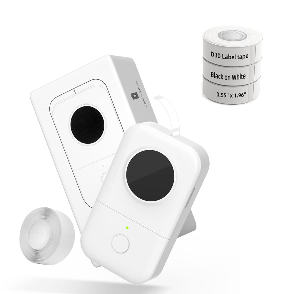 Phomemo 0.55'' x 1.96'' Mini Label Maker with 3 Rolls & D30 Stickers - Inkless Portable Labeling Machine for Home Office Organization, Jars, Containers & Storage - Perfect for Crafting, Pantry Labeling & School Supplies