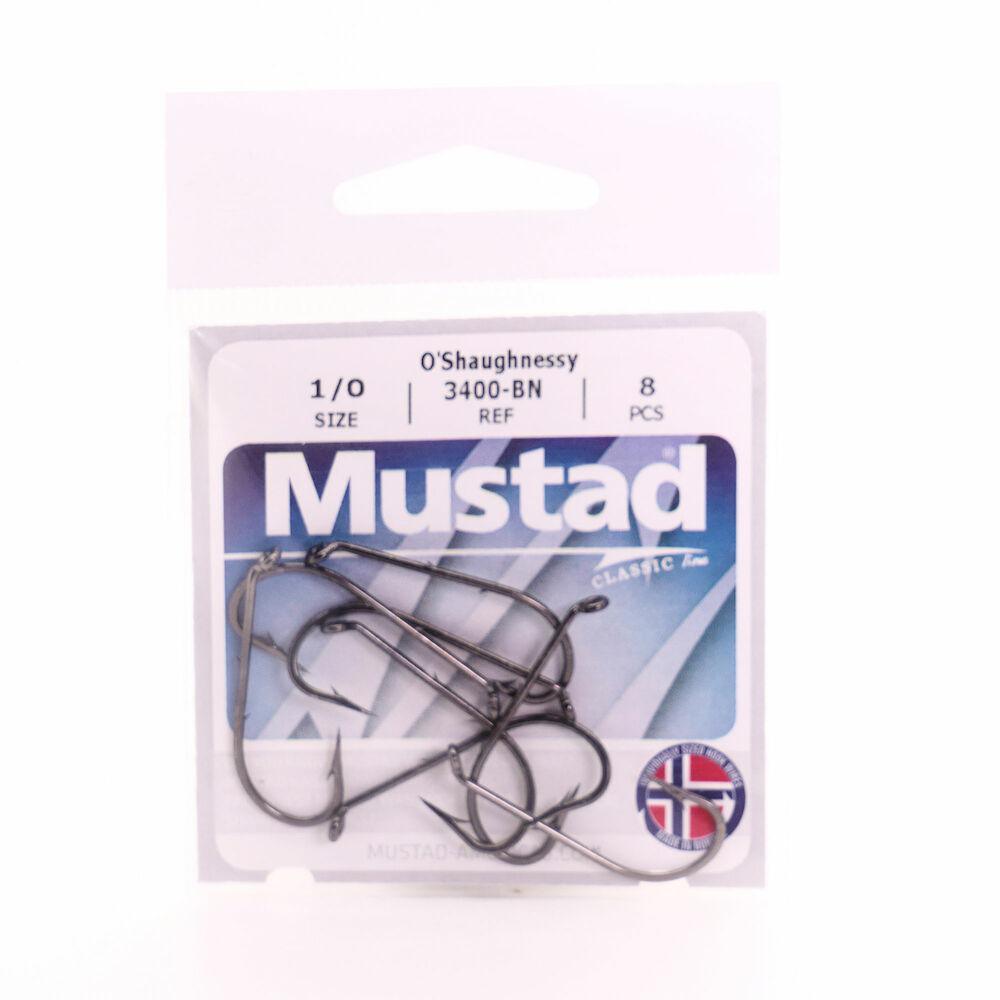 Mustad O'Shaughnessy Baitholder Fishing Hooks - Black Nickel Finish - Sharp, Durable Saltwater & Freshwater Hooks for Bass, Trout, and Panfish - Perfect for Live Bait and Artificial Lures