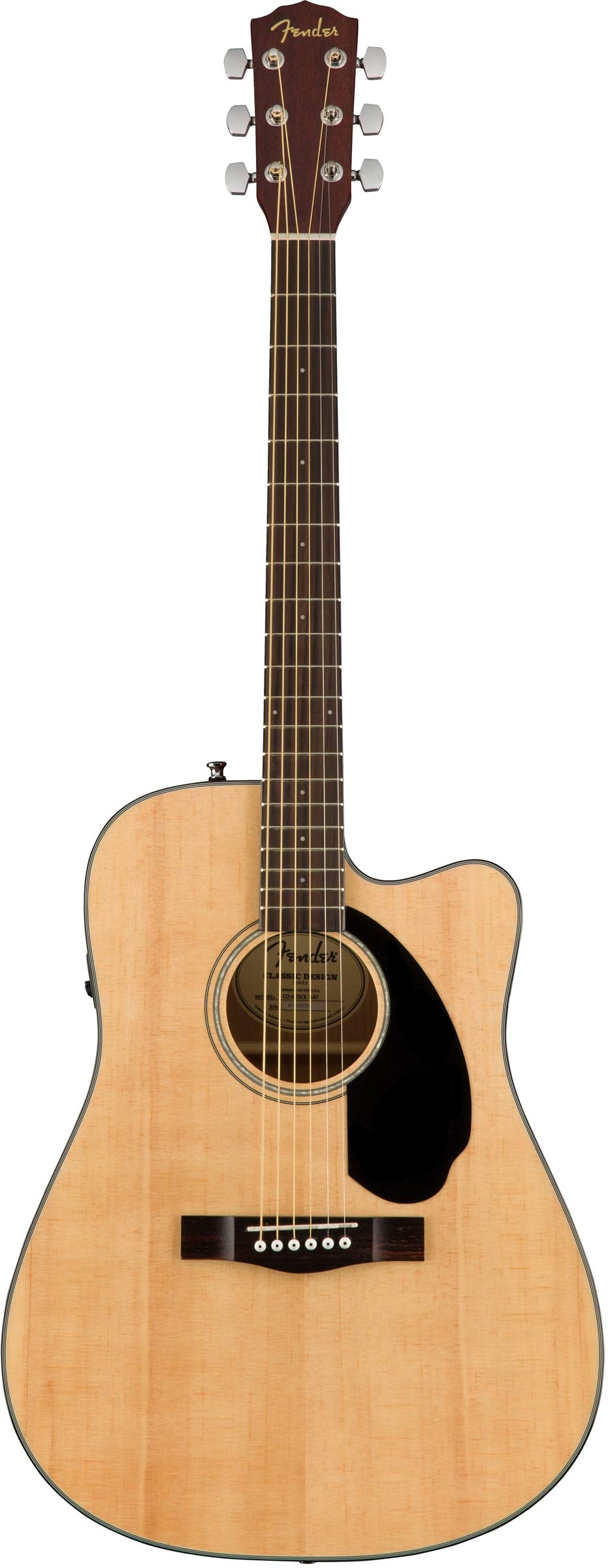 Fender CD-60SCE Solid Top Dreadnought Acoustic-Electric Guitar Bundle - Natural Finish with Gig Bag, Tuner, Strap & Accessories | Perfect for Beginners, Live Performances & Home Practice