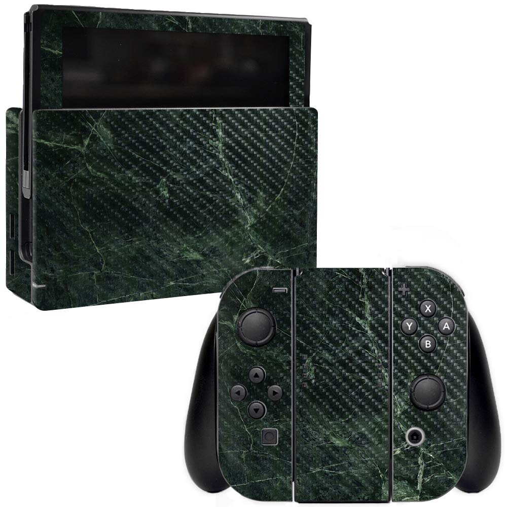 Premium Carbon Fiber Skin for Nintendo Switch - Green Marble Design | Protective & Durable Textured Cover | Easy to Apply & Remove | Made in USA | Perfect for Gaming Protection & Style Customization