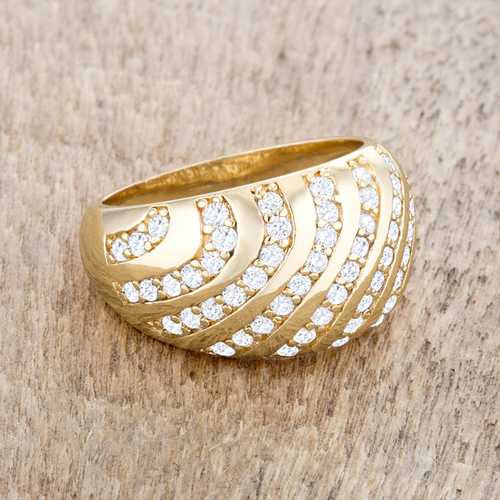 0.95ct CZ 14k Gold Contemporary Dome Ring for Women - Elegant Cubic Zirconia Engagement & Wedding Band - Perfect for Anniversary, Valentine's Day & Special Occasions