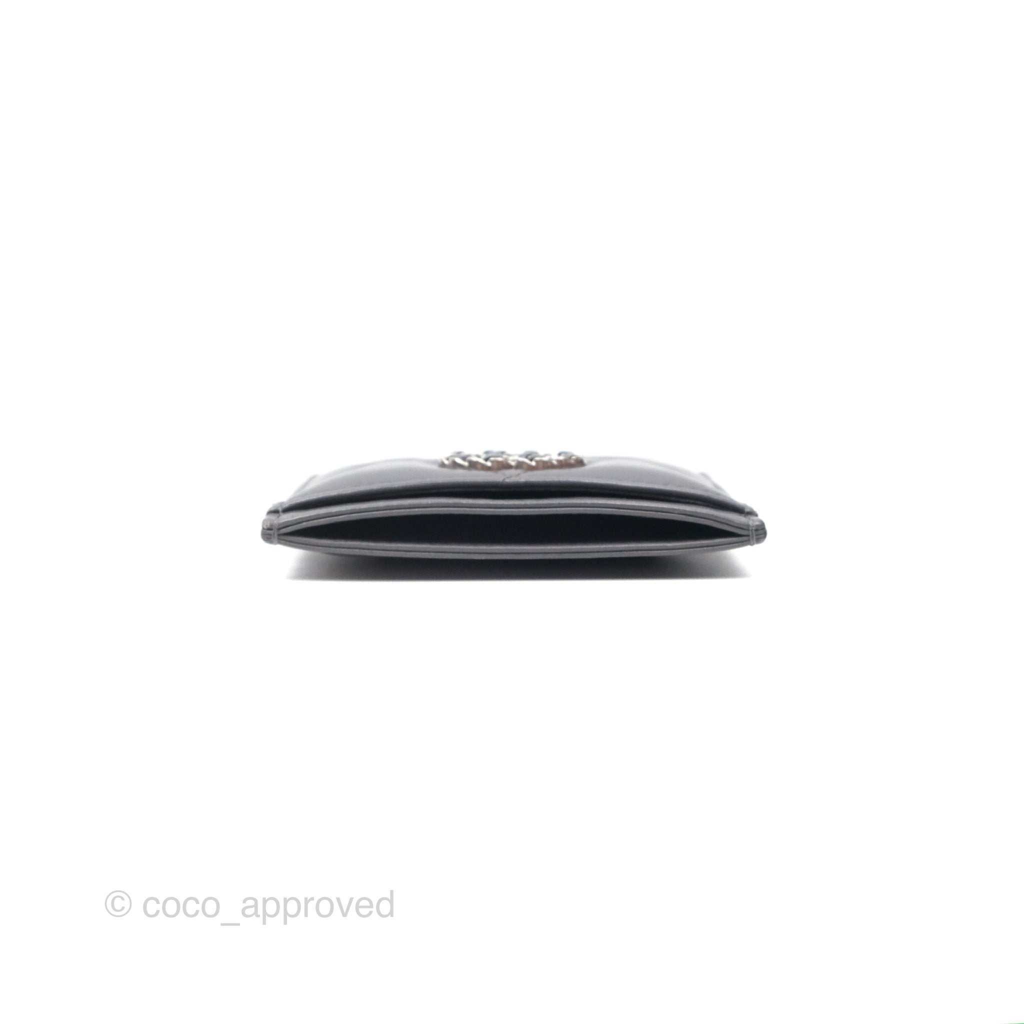 Chanel 19 Quilted Grey Leather Card Holder with Silver Hardware - Luxury Compact Wallet for Everyday Use & Travel