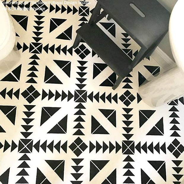 Concrete Quilt Tile Stencil - DIY Cement Floor & Wall Stenciling Kit for Home Decor - Perfect for Patios, Basements, and Garage Floors