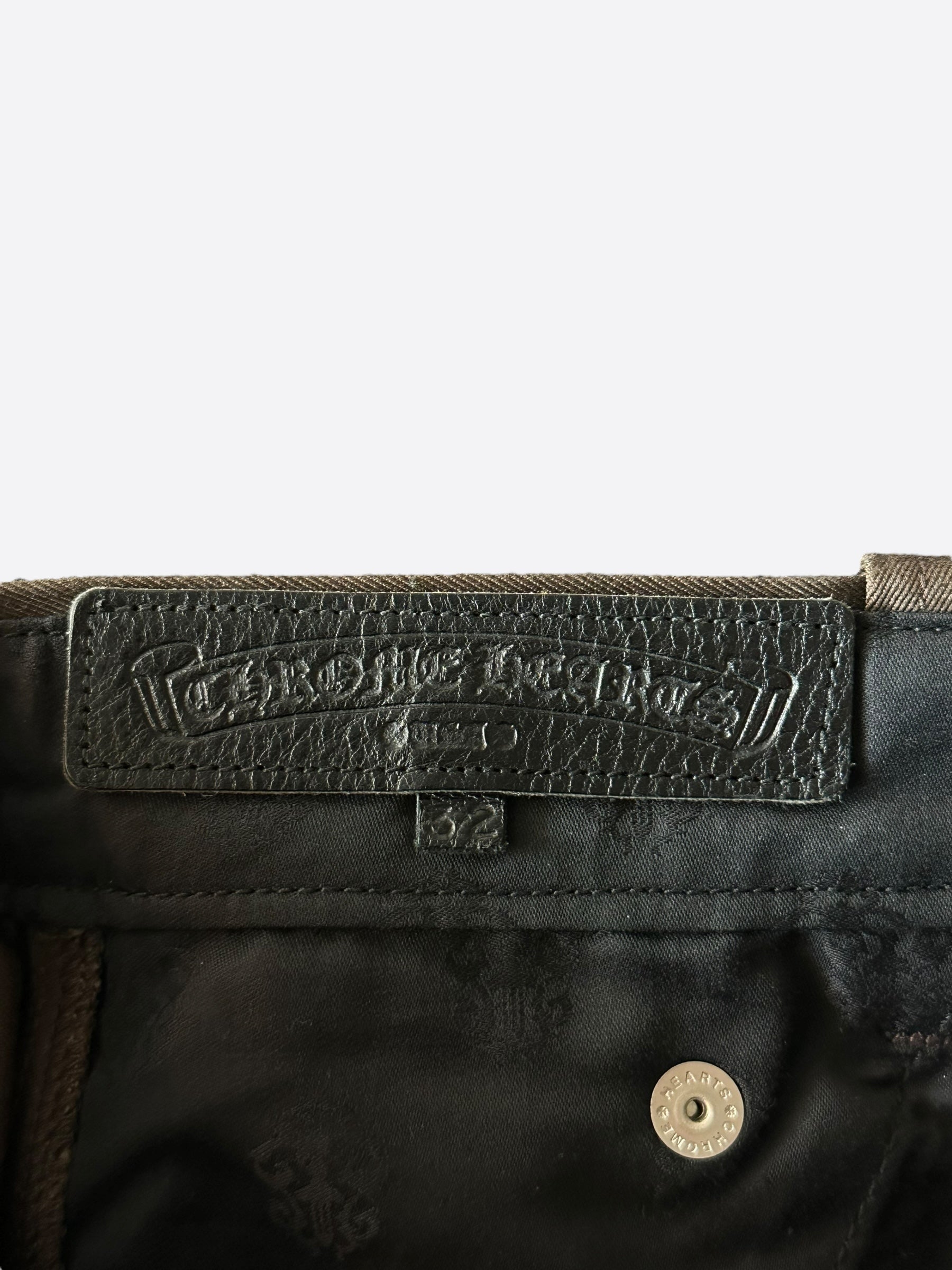 Chrome Hearts Brown & Orange Cross Patch Carpenter Jeans - Stylish Distressed Denim Pants for Men | Perfect for Streetwear & Casual Outfits