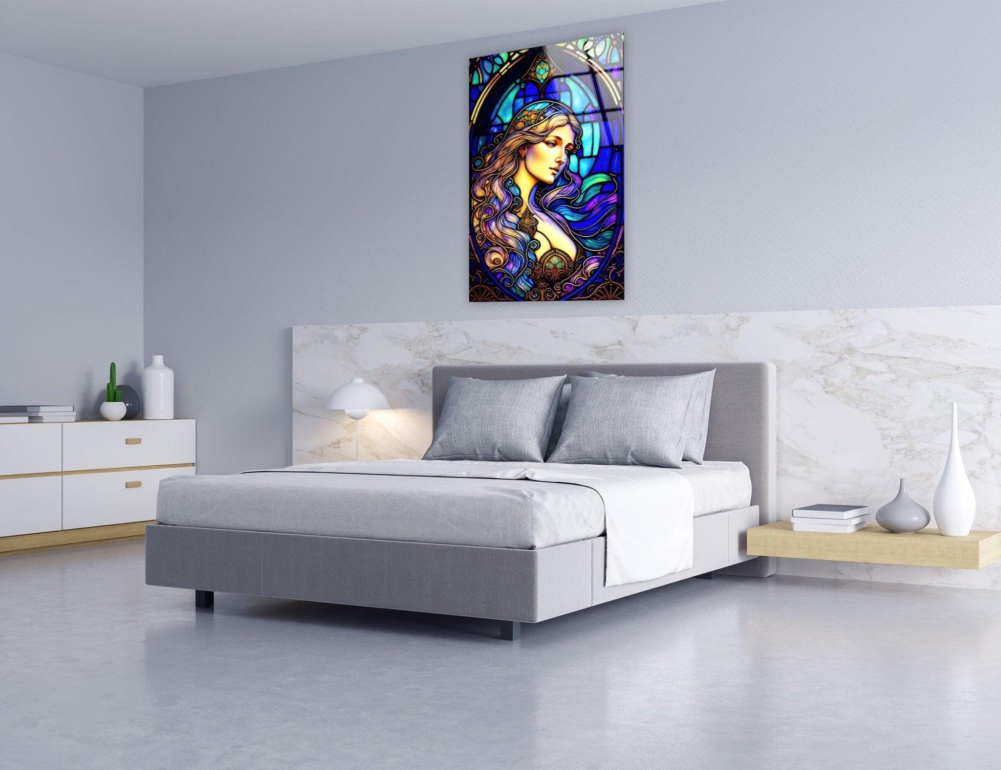 Aurora Princess Glass Wall Art - Elegant Handmade Decor for Living Room, Bedroom & Office - Perfect Gift for Home & Wedding