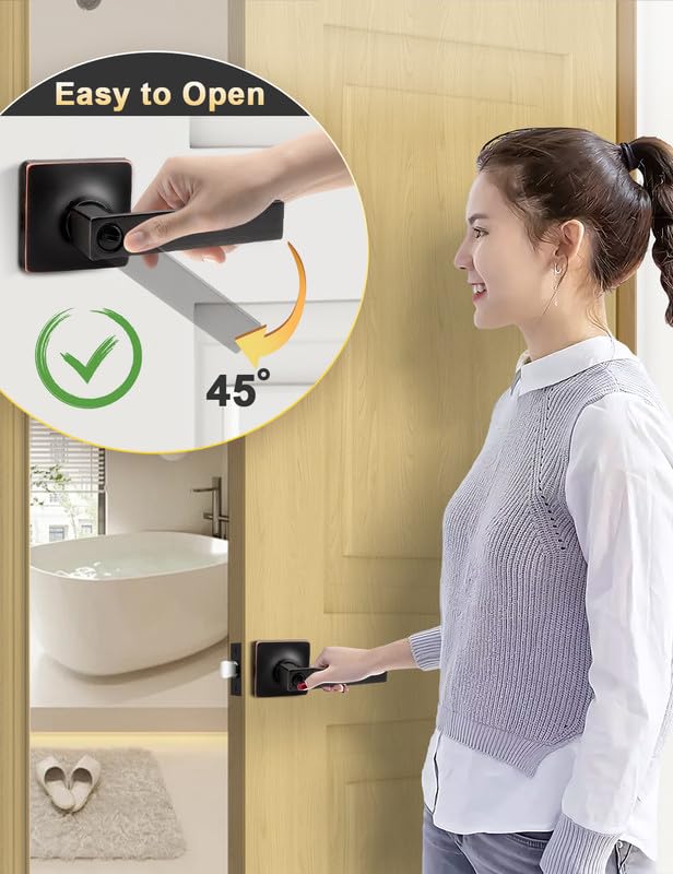 Mengico 10 Pack Oil Rubbed Bronze Interior Door Lever Handles - Universal Handing Heavy Duty Privacy Door Lever Lock for Bedroom Bathroom - Perfect for Home, Office, and Commercial Spaces