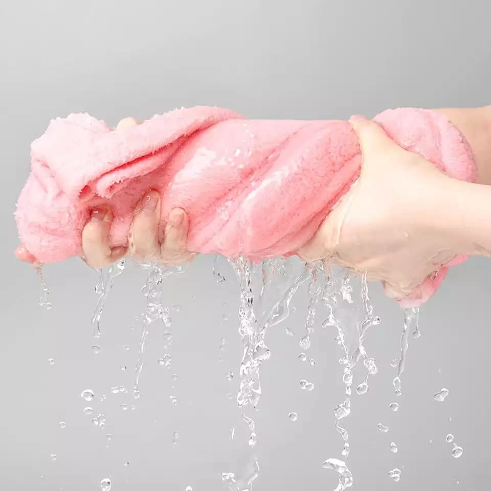 Luxury Hair Towel Wrap - Soft & Absorbent Turban for Quick Drying - Women's Shower Cap (Pink) - Perfect for Salon & Home Use