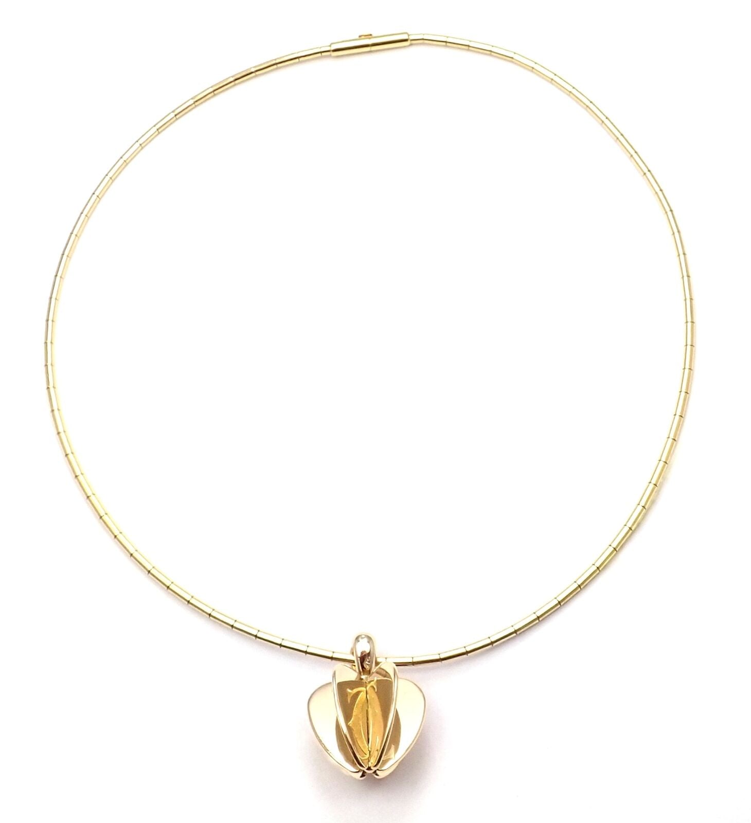 Authentic Cartier 18k Yellow Gold Double C Apple Heart Pendant Chain Necklace - Luxury Jewelry Gift for Women, Perfect for Valentine's Day & Anniversary