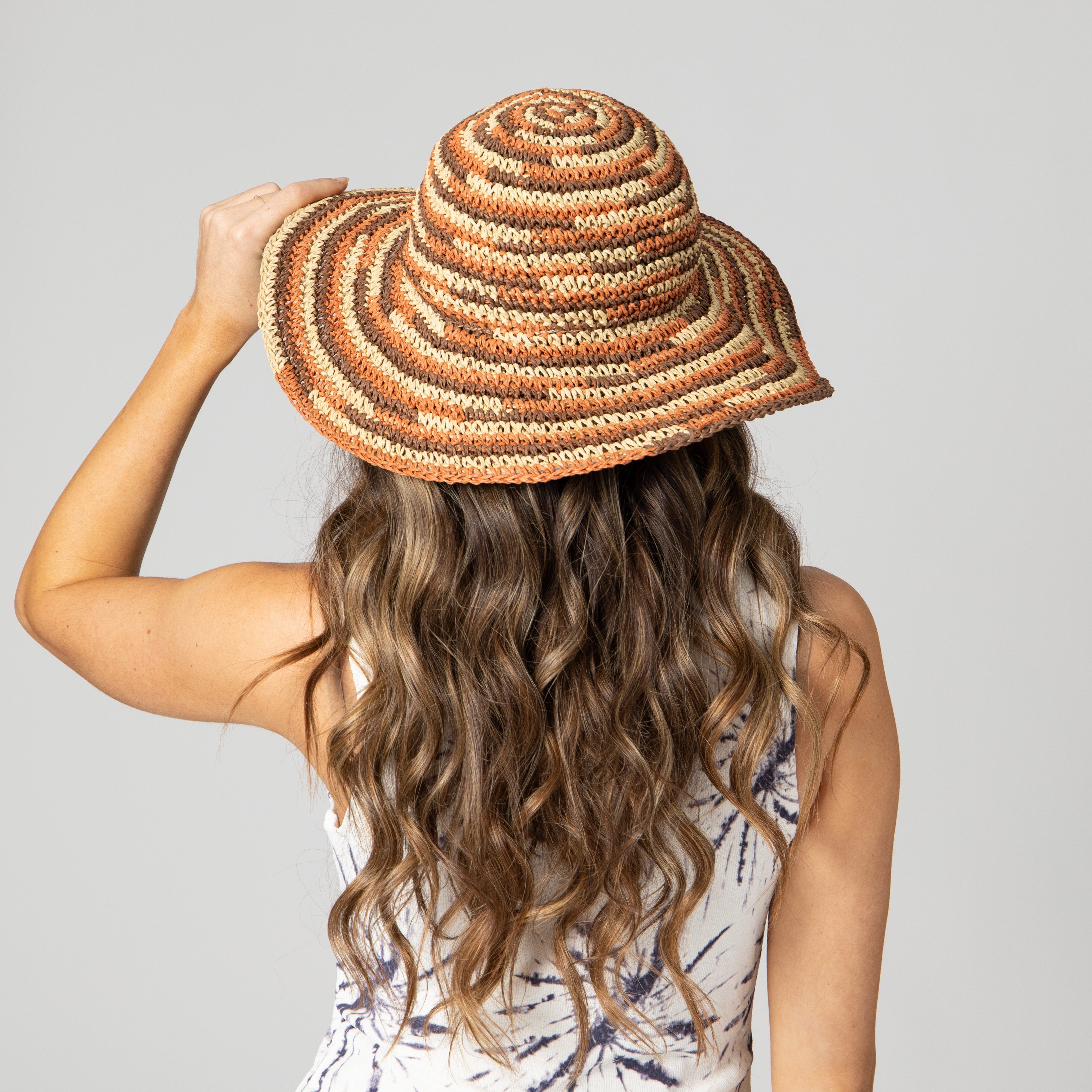 Women's Space Dye Crochet Sun Hat (PBM3021) - UV Protection Wide Brim Beach Hat for Summer Outdoor Activities, Travel & Gardening