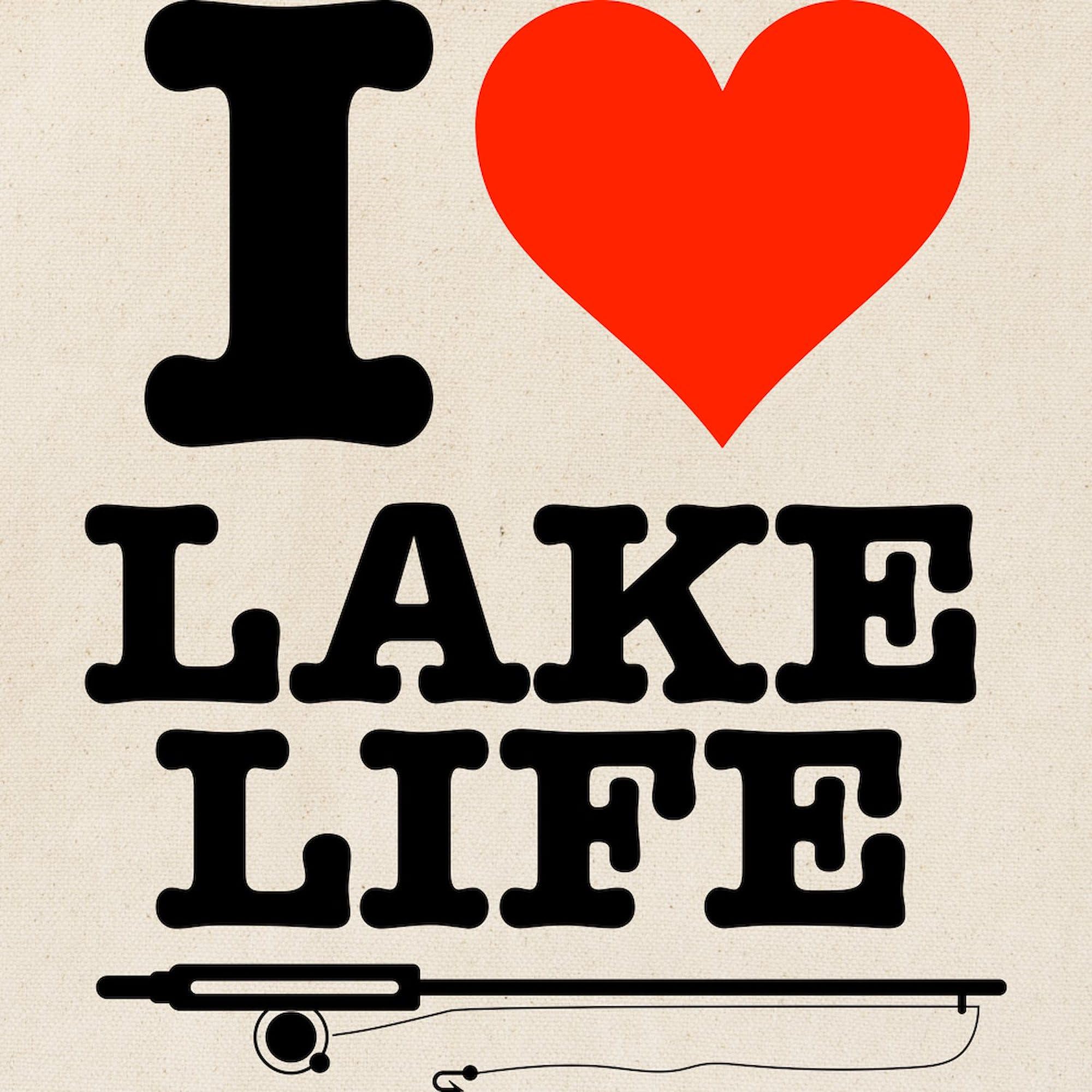 I Heart Lake Life Natural Canvas Tote Bag - Reusable Eco-Friendly Shopping Bag for Beach, Groceries & Daily Use