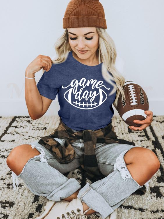 Women's Cute Football Graphic Tee - Funny Game Day T-Shirt for Women - Casual Short Sleeve Football Shirt - Perfect for NFL Sundays, Tailgating & Football Parties