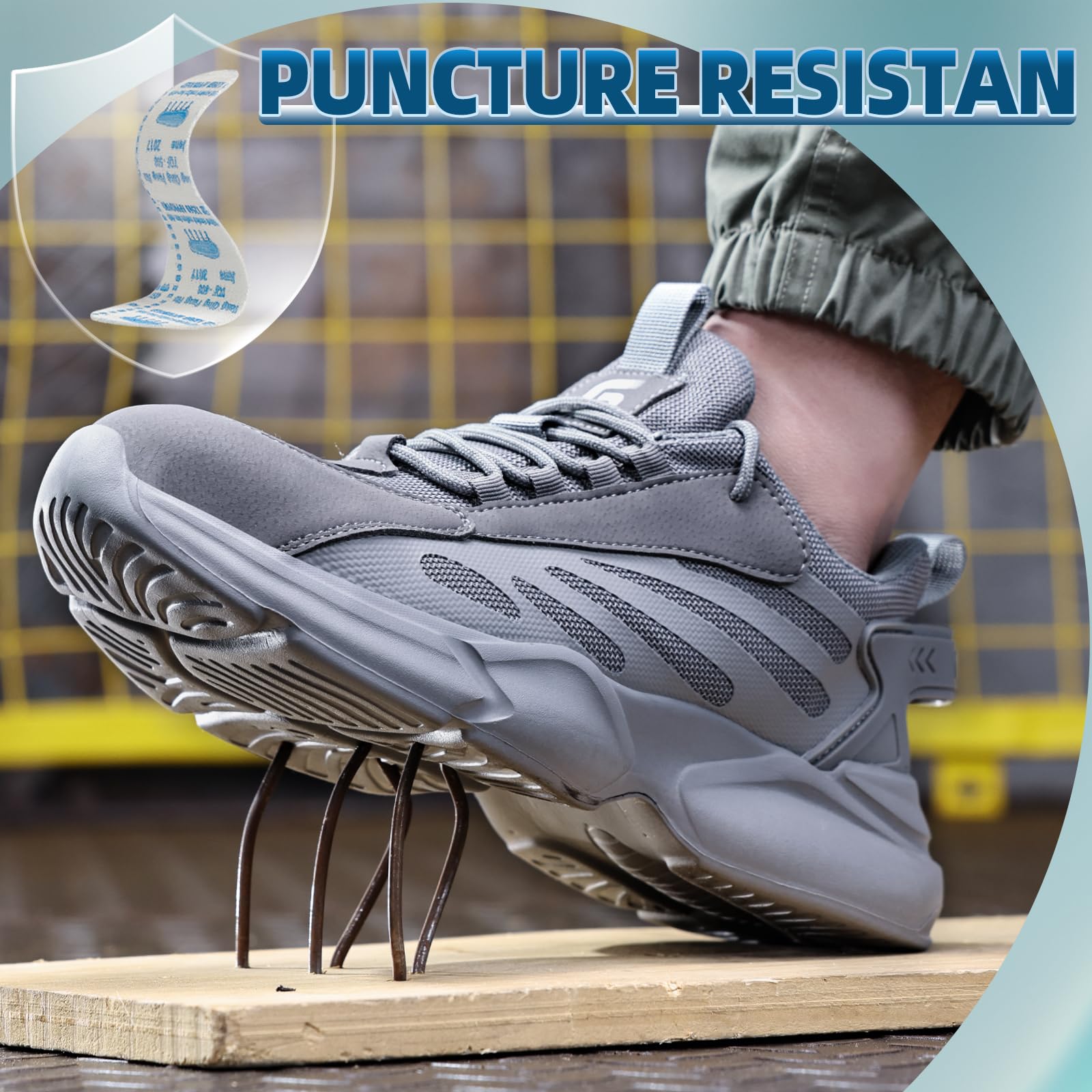 Lightweight Steel Toe Work Shoes for Men & Women - OSHA Approved Safety Sneakers for Construction, Industrial & Tennis | Durable Comfort for Long Shifts & Outdoor Work
