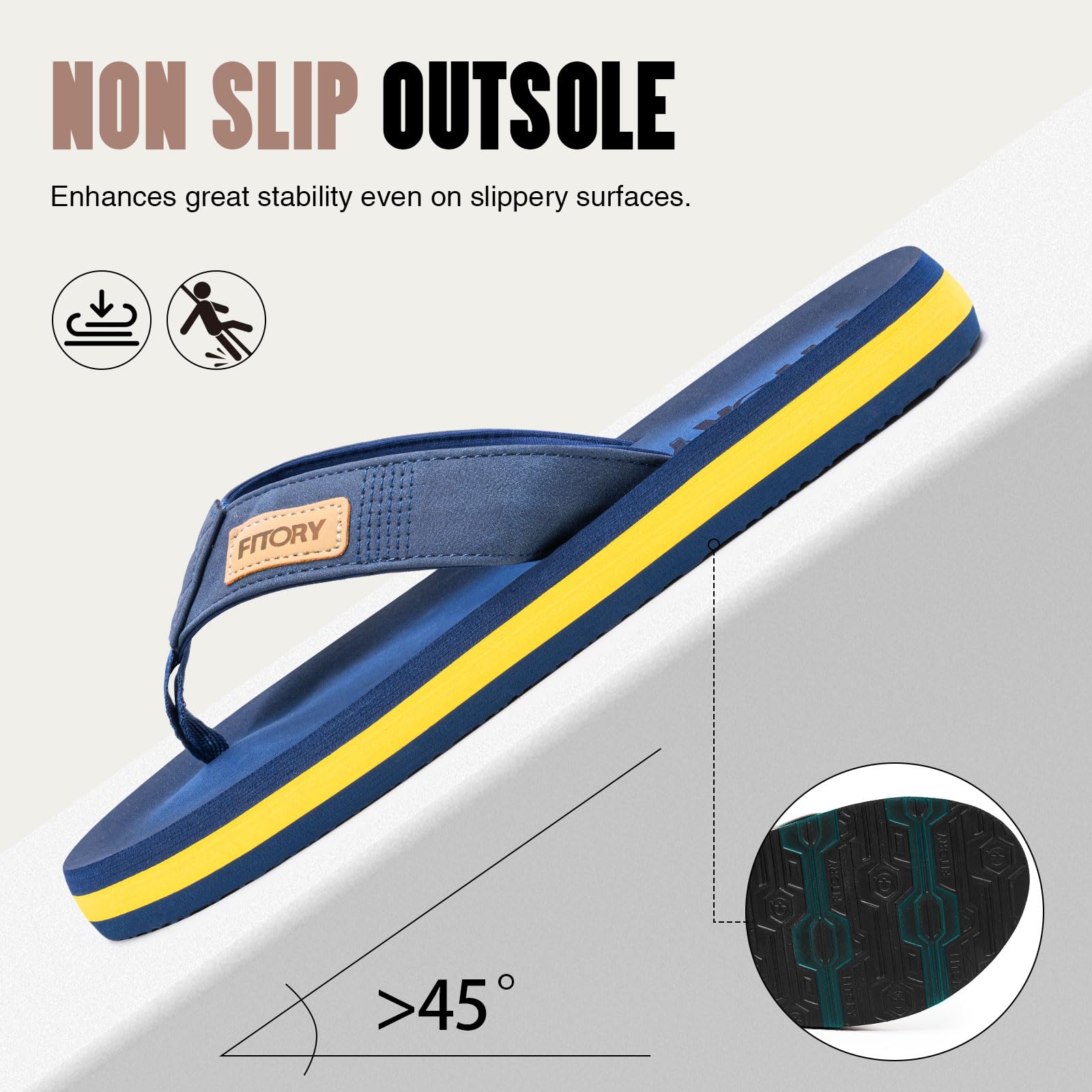 FITORY Men's Flip Flops - Comfortable Thong Sandals for Beach, Pool & Summer Wear - Sizes 6-15 - Lightweight Casual Slippers for Walking, Travel & Outdoor Activities
