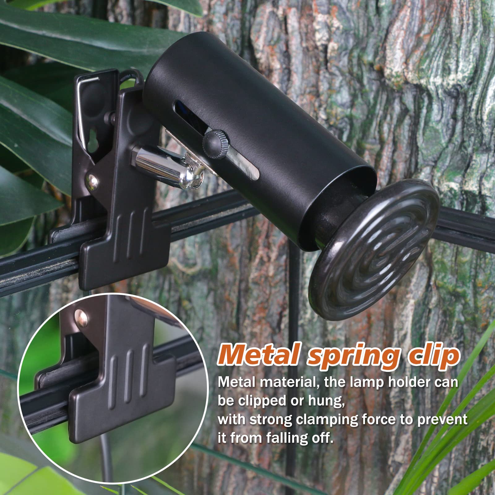 COOSPIDER 100W Ceramic Heat Emitter Reptile Heat Lamp - 360° Rotatable Clip Stand, Adjustable Bracket, No Light Brooder Coop Heater for Turtles, Snakes, Chickens & Lizards | Perfect for Terrariums, Vivariums & Reptile Habitats