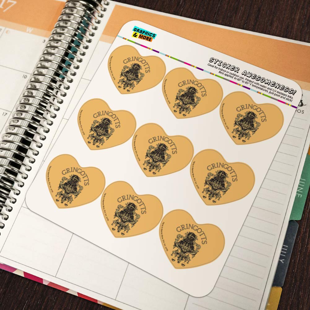 Harry Potter Gringotts Bank Logo Heart-Shaped Planner Stickers - Scrapbook, Bullet Journal, Calendar & Craft Decoration - Perfect for DIY Projects, Gift Wrapping & Stationery Decor