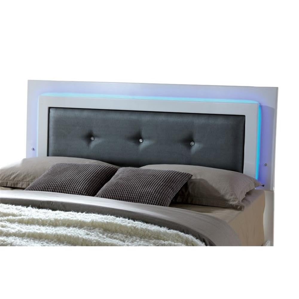 Furniture of America Rayland Contemporary Wood Full Tufted Bed in Glossy White - Modern Upholstered Platform Bed Frame with Button Tufting for Bedroom Decor
