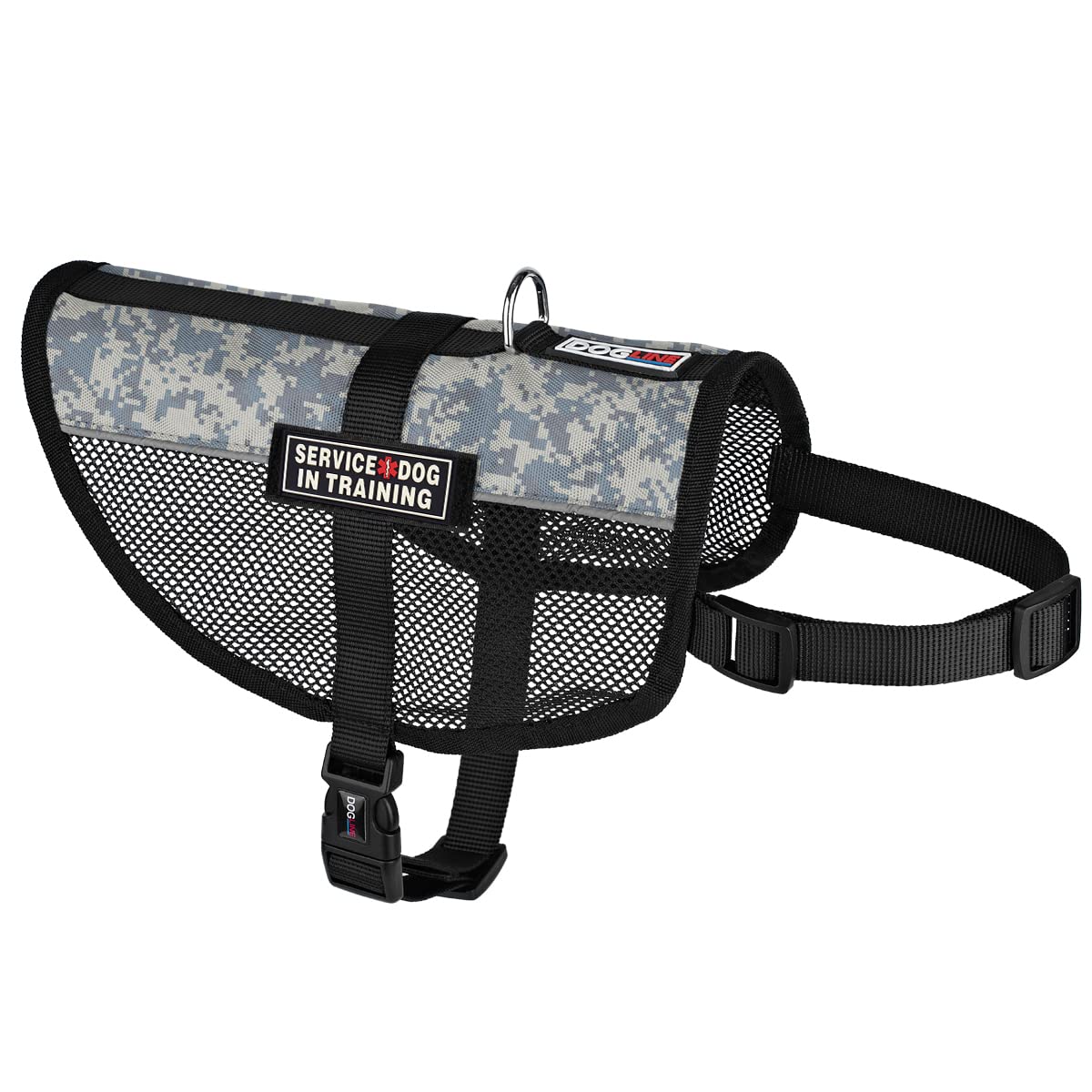 Dogline MaxAire Service Dog Vest with Removable Training Patches - Adjustable Reflective Harness for Small, Medium & Large Dogs (13-16