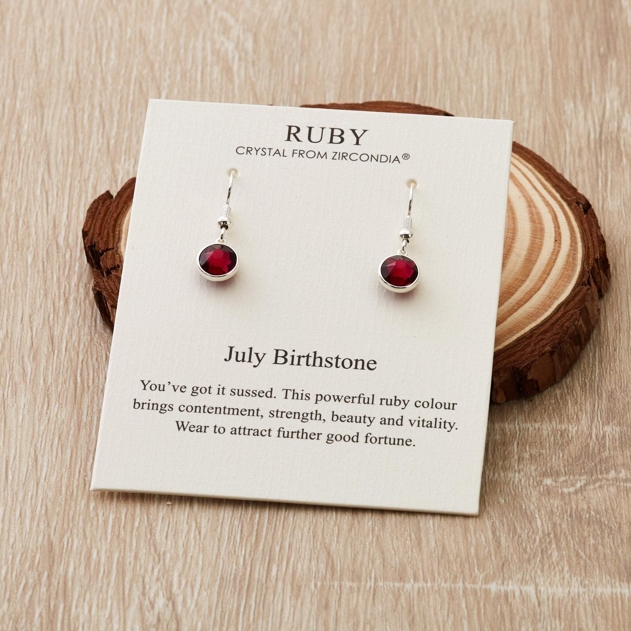 Ruby Zircondia® July Birthstone Earrings for Women - Elegant Drop Style
