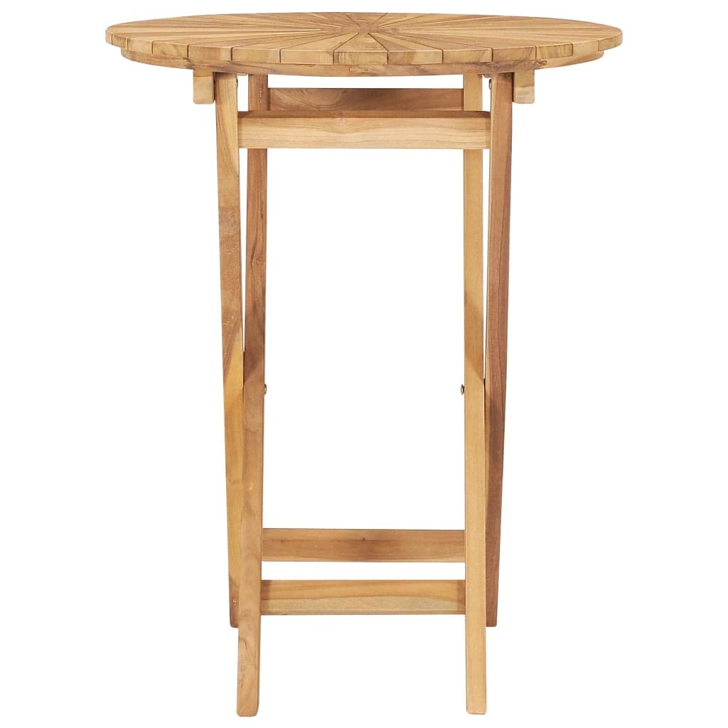 Foldable Outdoor Patio Table - Weather Resistant Solid Teak Wood Round Side Table (23.6