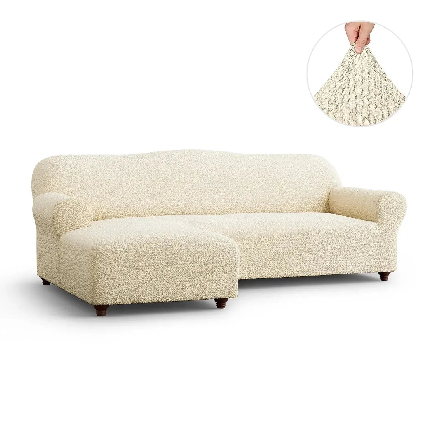 L Shaped Sofa Slipcover with Left Chaise - Mille Righe Collection | Stretchable Furniture Protector for Sectional Couches | Perfect for Living Room, Family Room & Home Theater