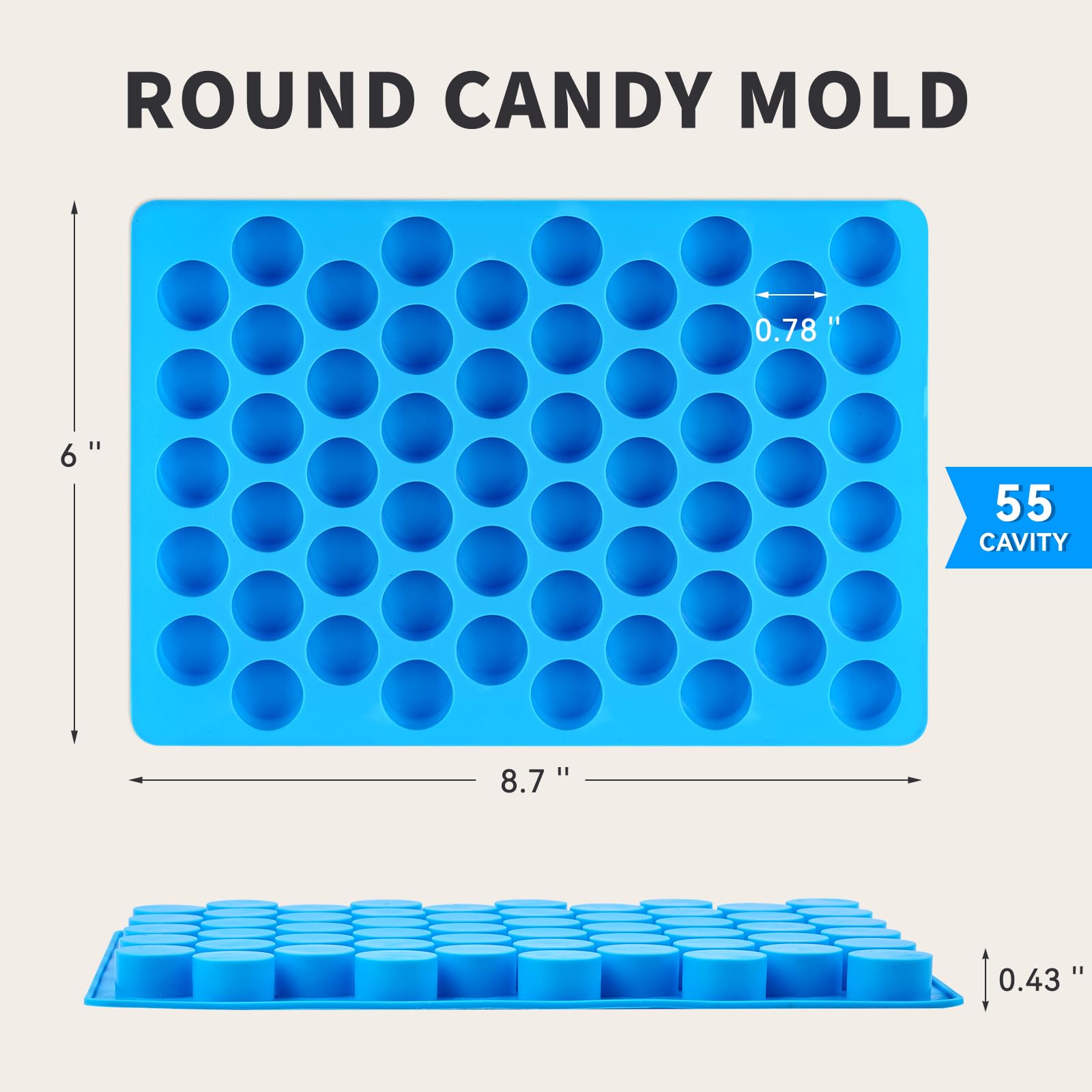 4 PCS Silicone Gummy Candy Molds - 55 Cavities Non-Stick Round Molds for Hard Candies, Chocolates, Caramels, Jello & Fruit Snacks - Perfect for DIY Candy Making, Baking, Party Favors & Holiday Treats