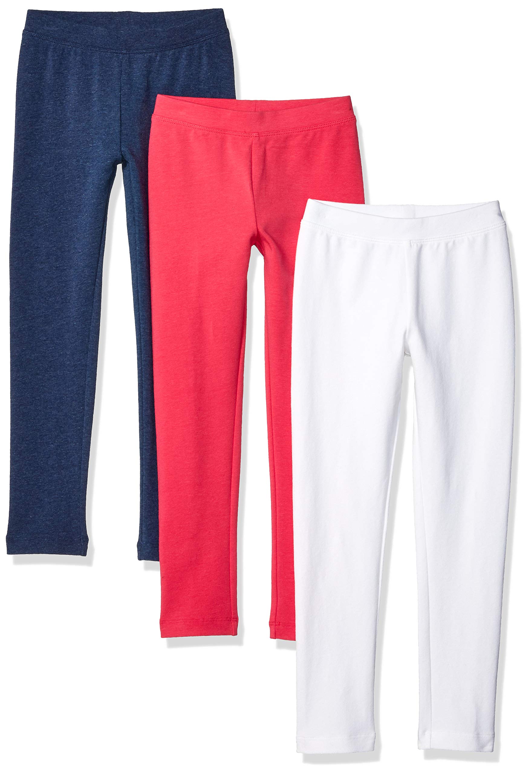 Amazon Essentials Girls and Toddlers' Leggings, Pack of 3 - Soft Stretchy Cotton Blend Leggings for Kids, Perfect for Playtime, School & Everyday Wear