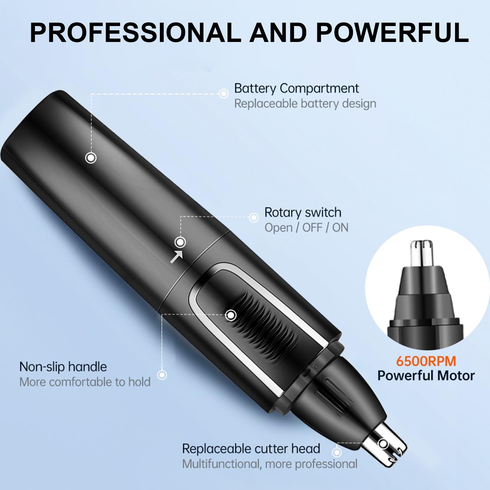 USB Electric Nose Hair Trimmer - Rechargeable Nose Hair Clipper for Men, Painless Nasal Hair Remover with LED Light - Perfect for Travel, Grooming & Personal Care