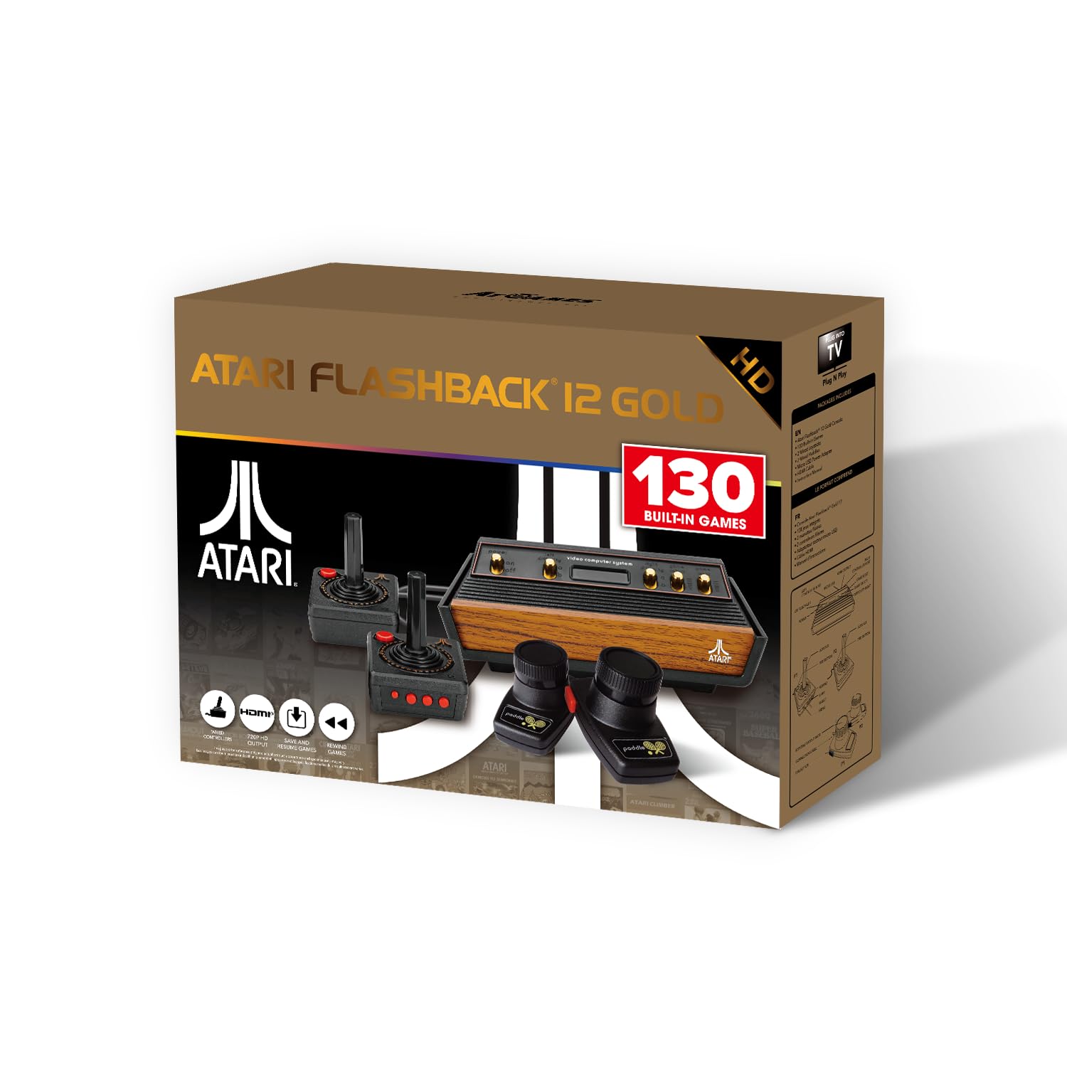 Atari Flashback 12 Gold Retro Gaming Console - 130 Built-in Classic Games with 2 Joystick & Paddle Controllers - HDMI Plug & Play for HD TV - Perfect for Family Game Nights & Retro Gaming Enthusiasts