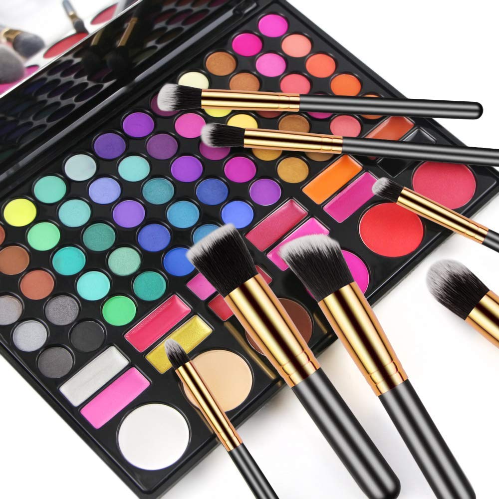 Sunaina 10-Piece Professional Makeup Brush Set - Soft Bristle Black Brushes for Foundation, Powder, Contour & Face Makeup | Complete Cosmetic Brush Kit for Everyday Makeup & Professional Use