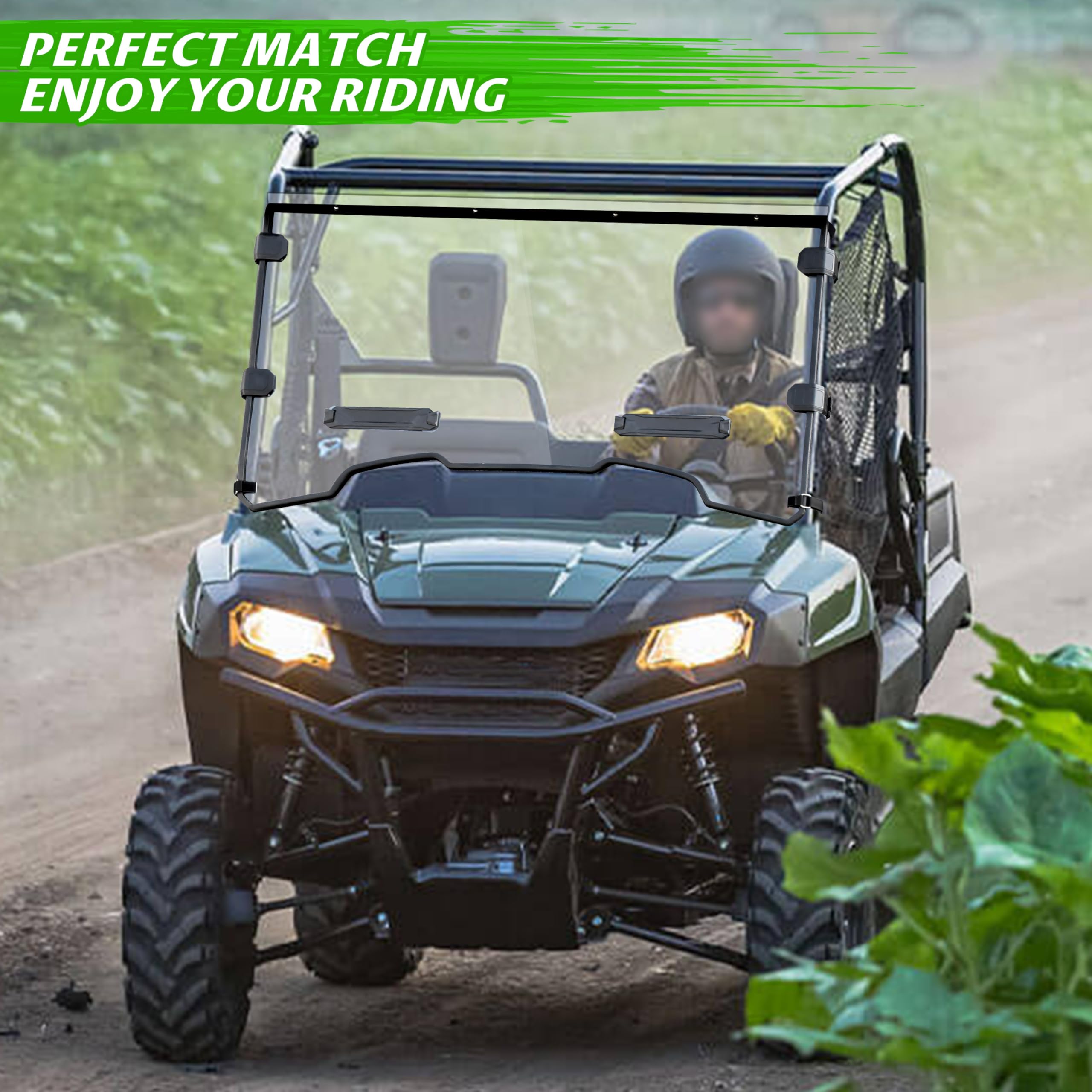 SAUTVS Clear Scratch-Resistant Hard Coat Poly Vented Full Windshield for Honda Pioneer 700-2 / 700-4 (2014-2025) | Durable Front Windscreen for Honda Pioneer 700 2P & 4P Models | Perfect for Off-Roading, Hunting & Farm Work