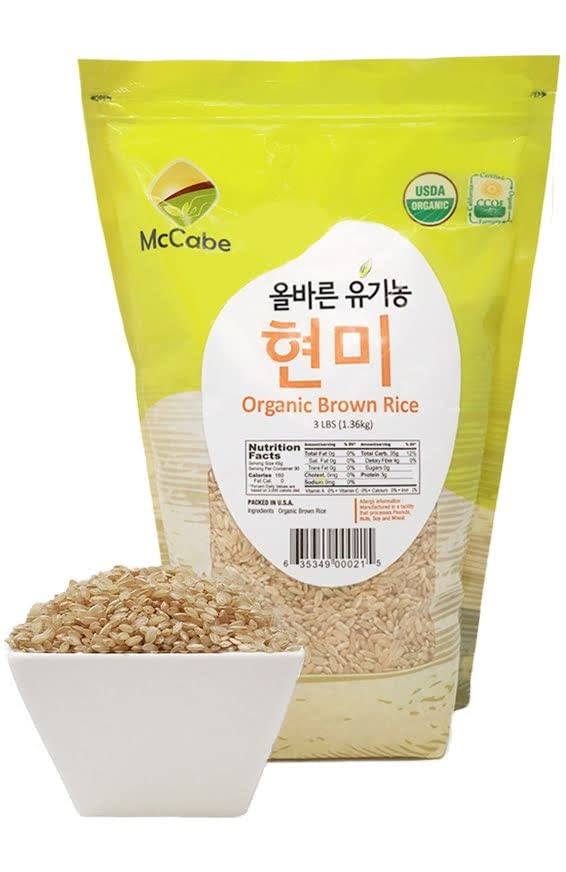 Organic Brown Rice by McCabe - USDA & CCOF Certified | High in Fiber & Minerals | 3Lbs (Pack of 2) | Perfect for Healthy Meals, Meal Prep & Gluten-Free Cooking | Product of USA