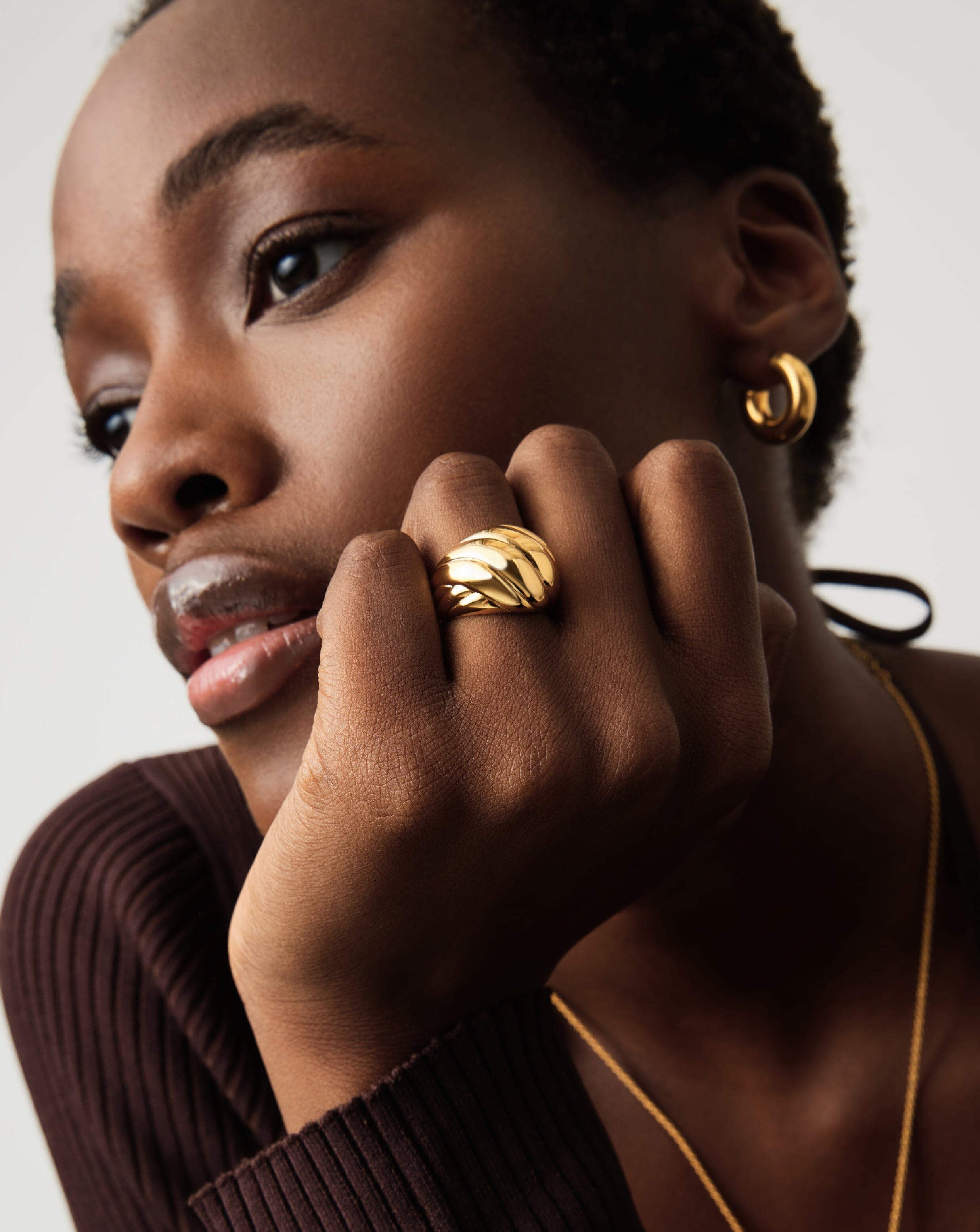 Rouje Kat Chunky Dome Open Ring - 18k Gold Plated Statement Jewelry for Women | Perfect for Parties, Date Nights & Everyday Elegance