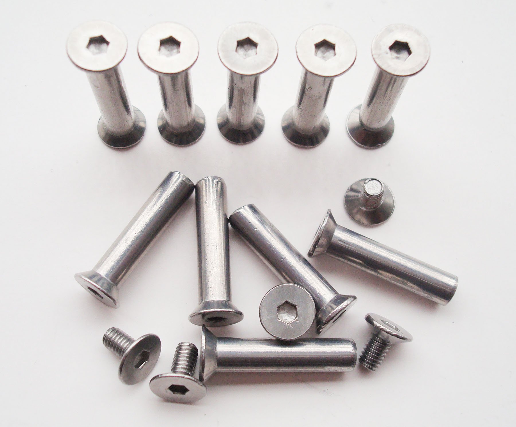 10 Sets DIY Knife Handle Fasteners - Flat Head Hex Screws for Tactical Survival & EDC Knives | Stainless Steel Shaft Screws for Knife Repair & Custom Builds | Outdoor, Camping & DIY Projects