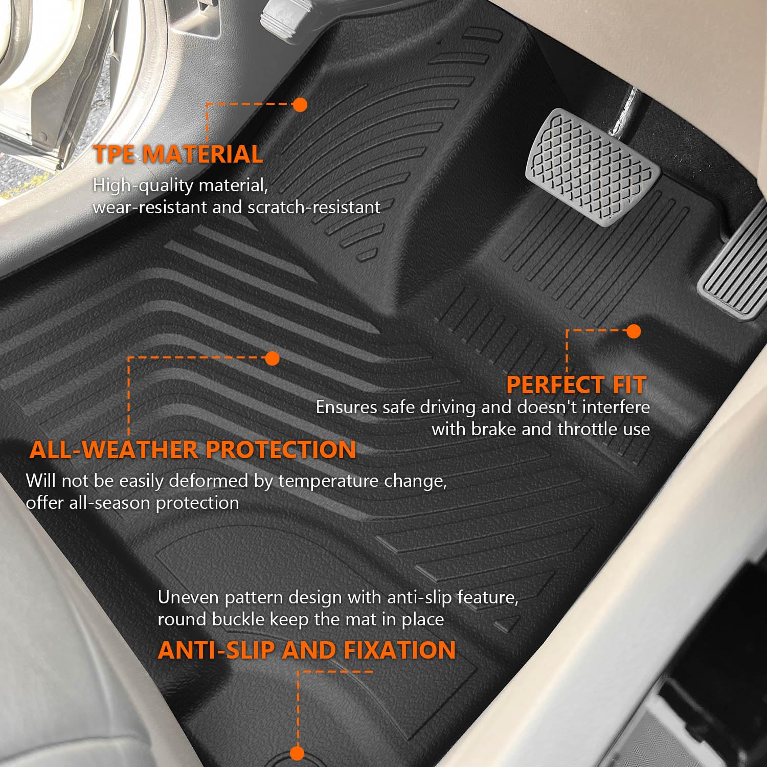 Custom Fit 2016-2022 Honda Pilot Cargo Liner & Floor Mats Set - 8 Seats Trunk Mat with Backrest Protector + All-Weather Floor Mats - Durable Non-Slip Car Accessories for SUV Interior Protection (Perfect for Road Trips, Camping & Family Travel)